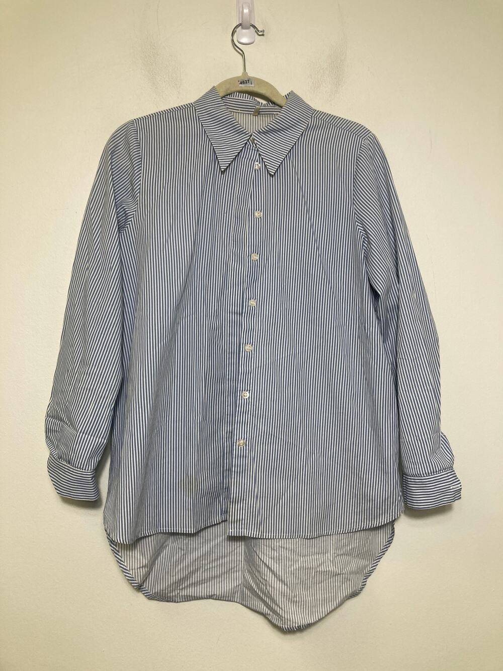 Just Female Blue and White Stripe Oxford Button Up SHirt Sz XS
